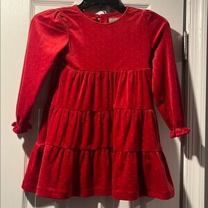 Tahari Girls Velour tiered Dress Red Size 5 girls